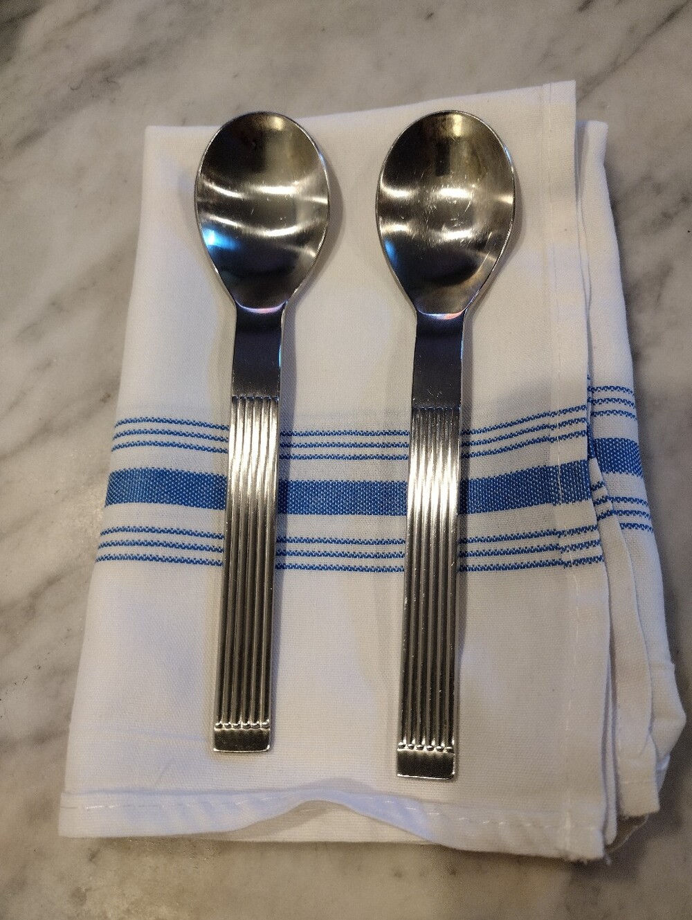 MCM Dansk Thebe Spoons, Tablespoon Or Soup Spoon Size, Set Of Two